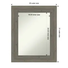 Amanti Art Non-Beveled Wood Wall Mirror, Fencepost Brown Frame Fencepost Grey