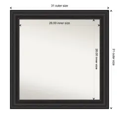 Amanti Art Non-Beveled Wall Mirror, Shipwreck Black Frame