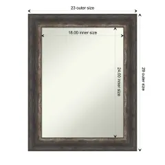 Amanti Art Non-Beveled Wall Mirror, Bark Rustic Char Frame