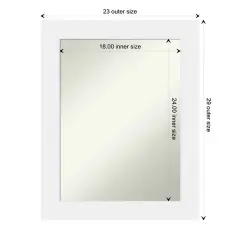 Amanti Art Non-Beveled Wood Wall Mirror, Corvino Black Frame Corvino White