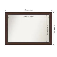Amanti Art Non-Beveled Wall Mirror, Harvard Walnut Frame