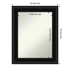 Amanti Art Non-Beveled Wall Mirror, Parlor Black Frame