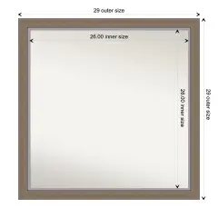 Amanti Art Non-Beveled Wall Mirror, Eva Black Silver Narrow Frame Eva Brown Narrow