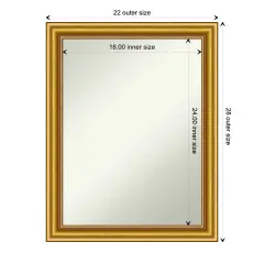 Amanti Art Non-Beveled Wood Wall Mirror, Townhouse Gold Frame