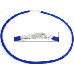 Rubber Cord Necklace Blue 18"