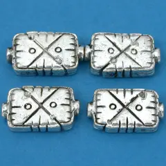 Fluted Rectangle Beads Antique Silver Plt 19mm Approx 4