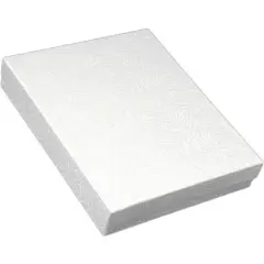 White Swirl Cotton Jewelry Necklace Gift Box Display 6 1/8"