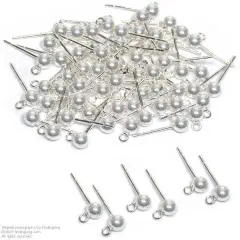4mm Ball Earrings w/Loop Sterling Silver 40Pc