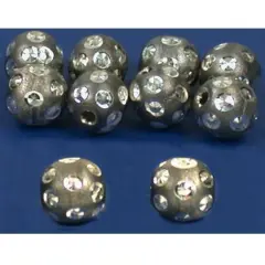 Rhodium Plated Faceted Round Beads 6mm 10pc