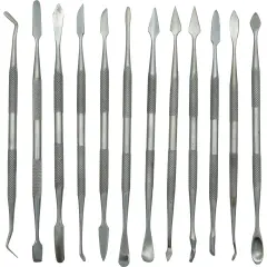 12 Piece Set Of Stainless Steel Spatulas And Picks With Double Ends And Textured Grips: S925