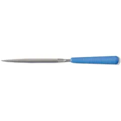 Grobet 16cm Half-Round Needle File w/Handle, Cut 2, Item No. 30.527
