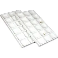 2 White Plastic 18 Compartment Jewelry Tray Inserts