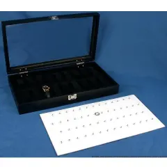 Body Display Pad White Faux Leather Glass Lid Case