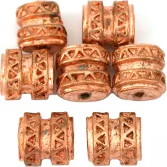 15g Bali Flat Oval Barrel Beads Copper Plt 9mm Approx 6