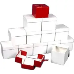 12 Earring Boxes Red Leather Snap Lid Gift Display Box