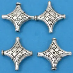 Bali Diamond Beads Antique Silver Plate 22.5mm Approx 3