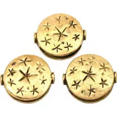 Fluted Star Beads Antique Gold Plated 18.5mm Approx 3