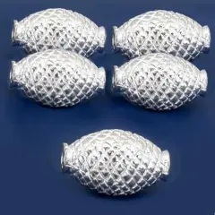 Fluted Oval Tube Beads Silver Plated 18.5mm Approx 5