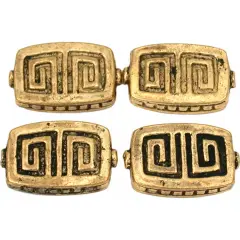 Fluted Rectangle Beads Antique Gold Plate 19mm Approx 3