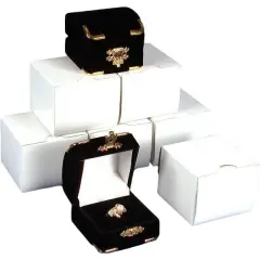 6 Black Flocked Ring Gift Boxes Jewelry Case Displays