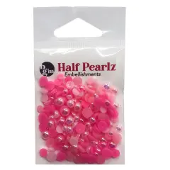 Buttons Galore Flat Back Half Pearls in AB Finish - Multiple Color Assortments - 36 Grams Pink paradise