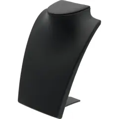 Black Leather Bust with Retractable Stand Jewelry Display 8 1/4" Tall