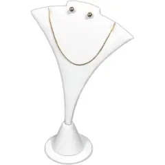Bust Display Necklace Earring Combo White Leather Stand