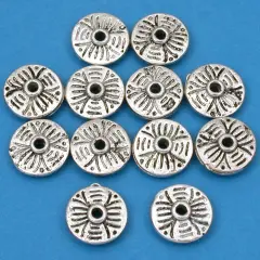 15g Fluted Saucer Beads Antique Silver Plated 11.5mm