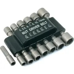 14 Hex Drive Sockets 3/16"-7/16" & 5-13mm