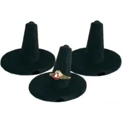3 Ring Finger Display Velvet Black Holder