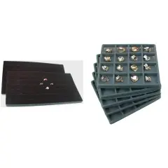 Black Foam 72 Slot Ring Jewelry tray Insert & 16 Slot Jewelry Display Kit 7 Pcs