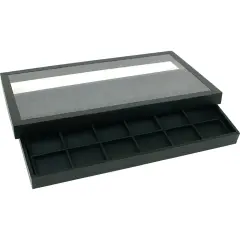 24 Slot Jewelry Display Tray & Acrylic Lid Case
