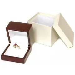 Findingking Rosewood Gift Display Ring Boxes Pack of 5