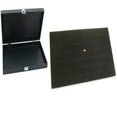 Black Jewelry Case (Single metal clasp) w/ Black Foam 72-slot Display Pad