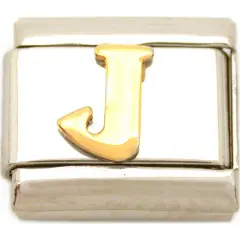 J Italian Charm Gold Plated Letter