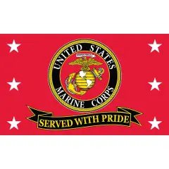 United States Marine Corps Served With Pride Flag with Grommets 3ft x 5ft