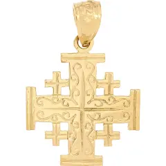 Jerusalem Cross Charm 14k Gold 19mm