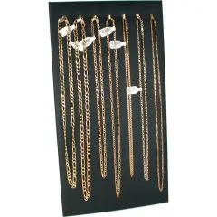 7 Hook Black Leather Necklace Chain Board Easel Display