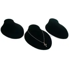 3 Black Velvet Necklace Chain Bust Showcase Jewelry Displays