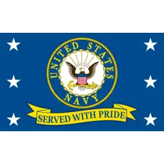 United States Navy Served With Pride Flag with Grommets 3ft x 5ft