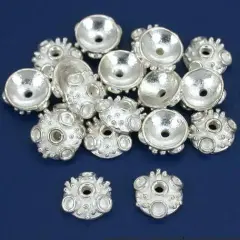 Bali Bead End Caps Silver Plated Beads 10mm Approx 18