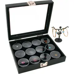 Glass Top Jewelry Display Case 12 Gem Jar Insert Bonus