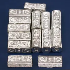 Heart Rectangle Tube Beads Silver Plated 10mm Approx 14