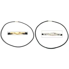 Black Leather Cord Necklace W/ Lobster Claw Clasp 16" Long Kit 2 Pcs