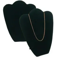 2 Black Velvet Padded Necklace Pendant Bust Showcase Displays 10 7/8"