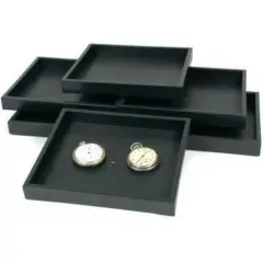 6 Black Jewelry Trays Travel Stackable Showcase Displays