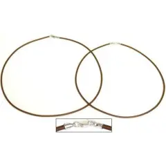 Rubber Cord Necklaces Brown 16" 2Pcs