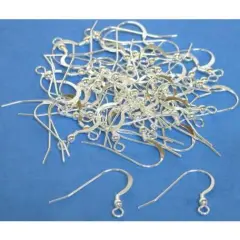 50 Fish Hook Ball Hoop Earrings Sterling Part