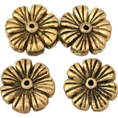 Flower Disc Beads Antique Gold Plated 16mm Approx 4