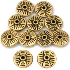 15g Fluted Saucer Beads Antq Gold Plt 11.5mm Approx 10